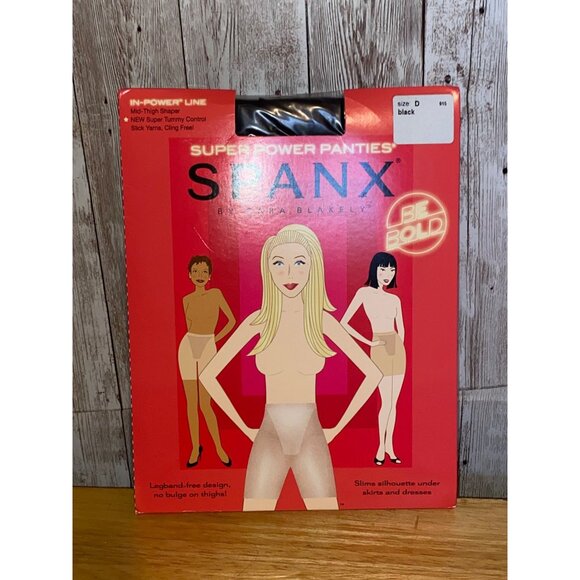 Spanx by Sarah Blakely Super Power Panties Mid-Thigh Shaper Size D Black A220502 - Picture 1 of 10